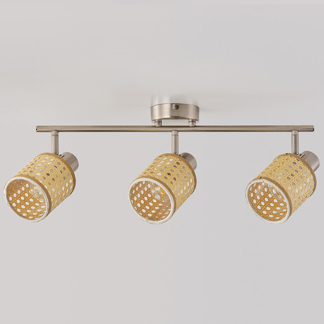 3-light ceiling light Raua - woven rattan