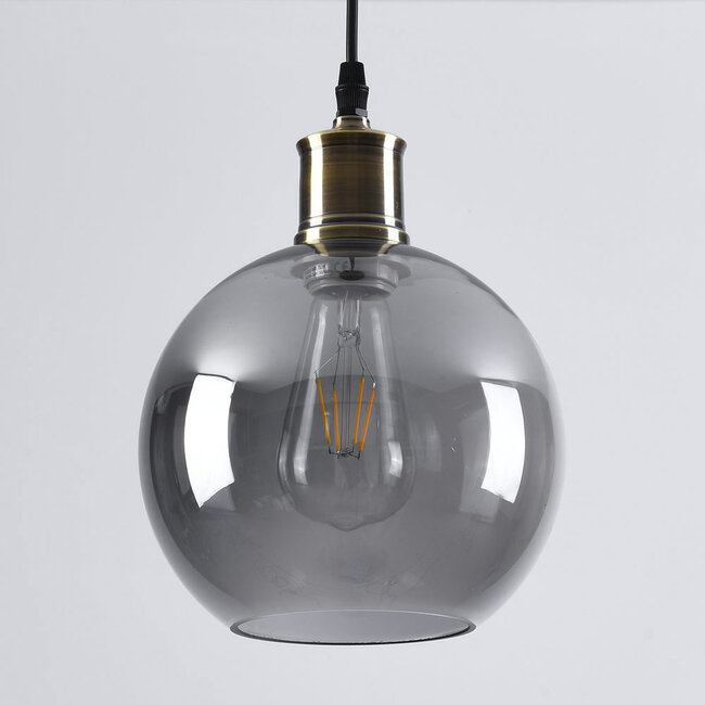 1-light pendant light Verona - elongated smoked glass with mirror effect