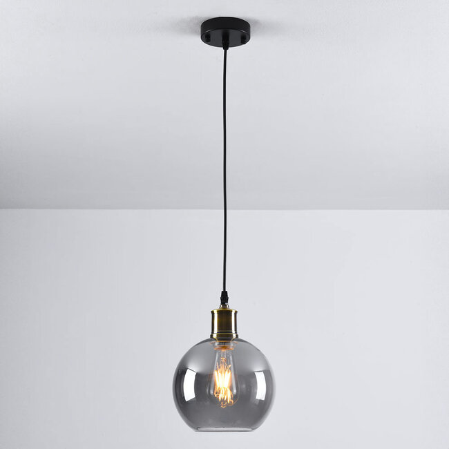 1-light pendant light Verona - elongated smoked glass with mirror effect