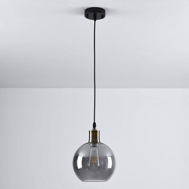 1-light pendant light Verona - elongated smoked glass with mirror effect