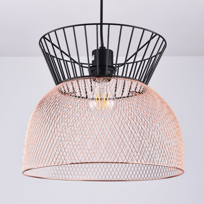 Modern pendant light Netti - black with copper
