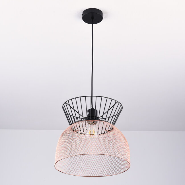 Modern pendant lamp black with copper - Netti