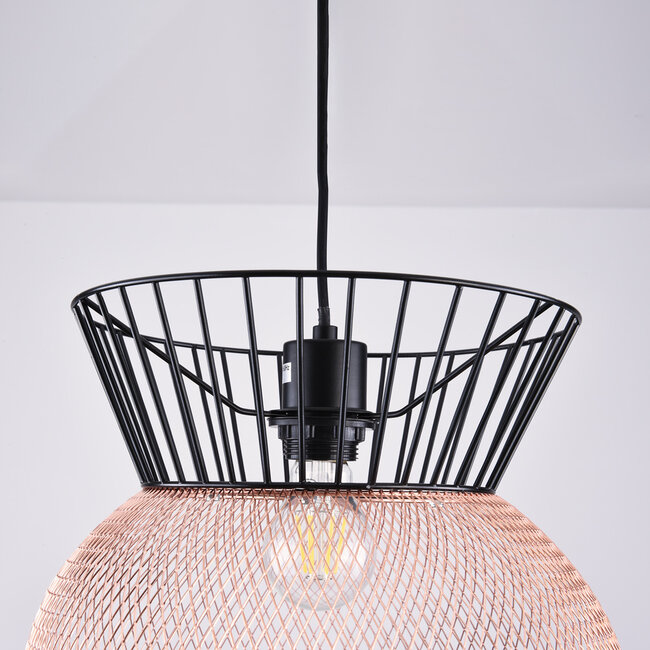 Modern pendant light Netti - black with copper