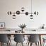 7-light pendant light Hepta - smoked glass and black