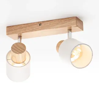 Wooden ceiling lamp with 2 spots - Vicky