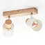 2-light wooden ceiling light Vicky - natural and white