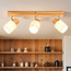 3-light wooden ceiling light Victoria - natural and white
