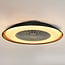 Ceiling fan Cakir with LED and black fabric shade - adjustable light colour