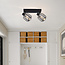 Ceiling light with smoked glass and rotating spots, 2-bulb - Dua
