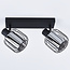 Ceiling light with smoked glass and rotating spots, 2-bulb - Dua