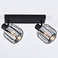 Ceiling light with smoked glass and rotating spots, 2-bulb - Dua