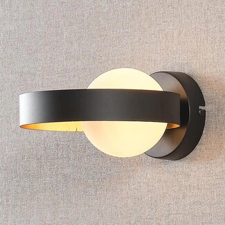 Wall lamp Carlos in black with gold leaf