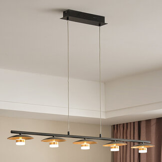 Modern 5-light pendant lamp Martha with integrated LEDs, dimmable