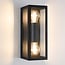 2-light outdoor wall light Diana - black stainless steel with glass