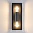 2-light outdoor wall light Diana - black stainless steel with glass