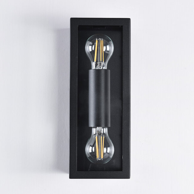 Stainless steel black wall lamp Diana 2-light with glass