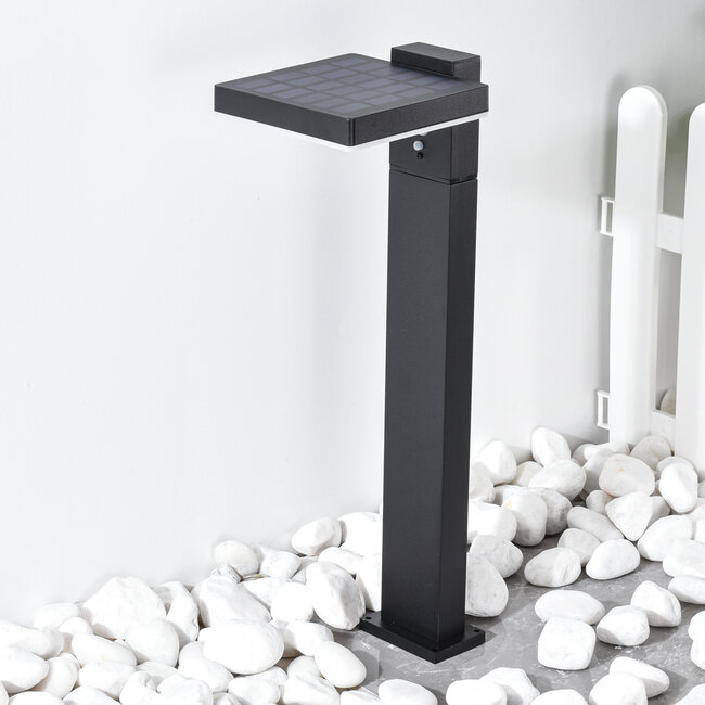 Black Solar Floor Lamp with Sensor Paulo - 50 cm