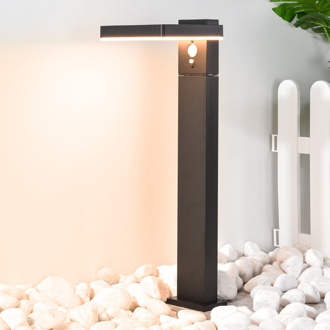 Black Solar Floor Lamp with Sensor Paulo - 50 cm