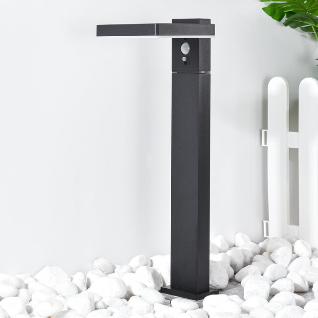 Black Solar Floor Lamp with Sensor Paulo - 50 cm