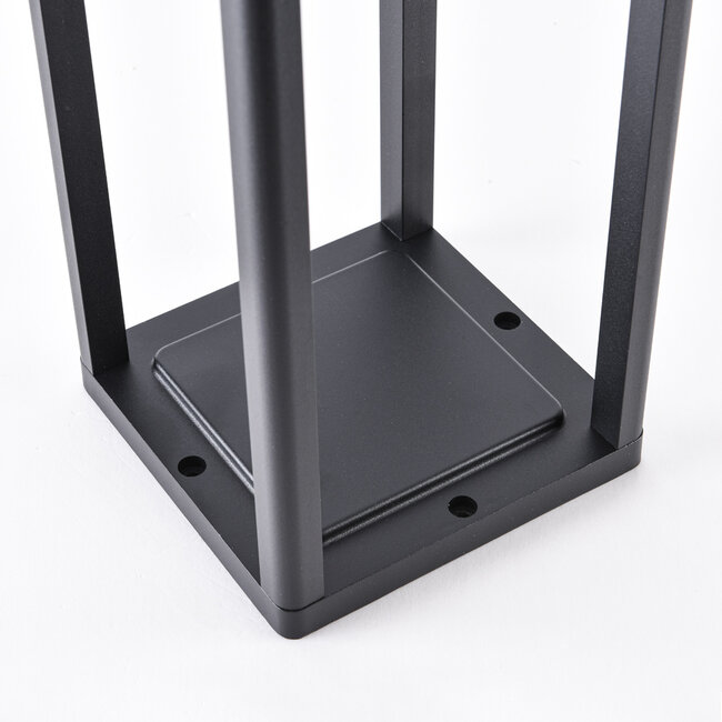 Black freestanding outdoor light with solar power and sensor – Marcello
