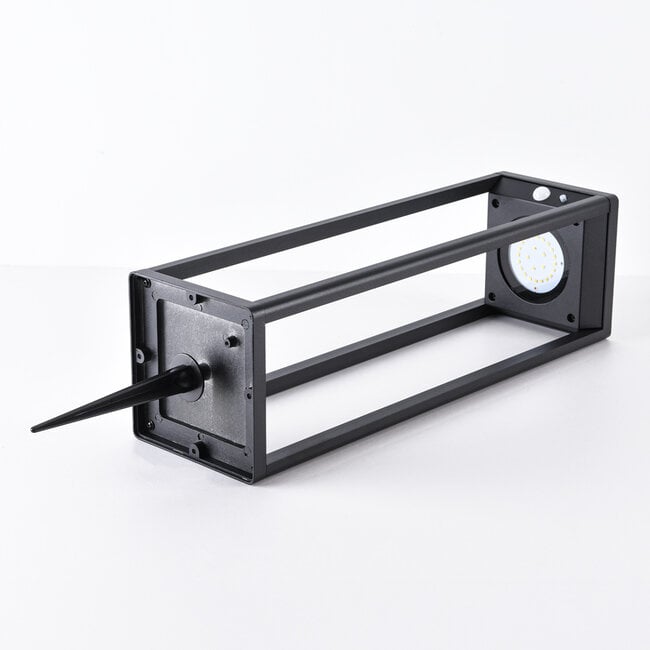 Black freestanding outdoor light with solar power and sensor – Marcello