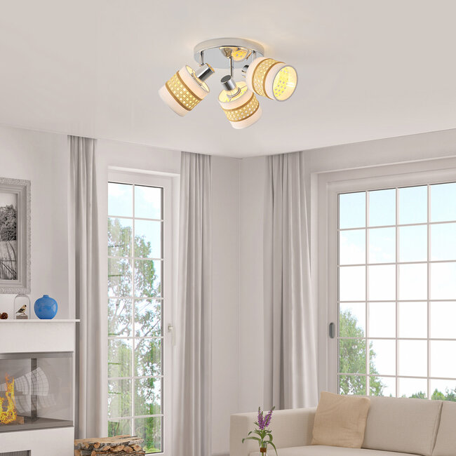 Rattan ceiling spotlight, 3-light - Besi