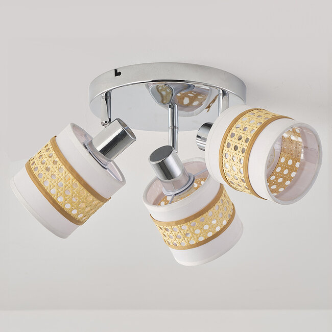 Rattan ceiling spotlight, 3-light - Besi