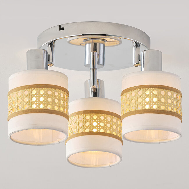 Rattan ceiling spotlight, 3-light - Besi