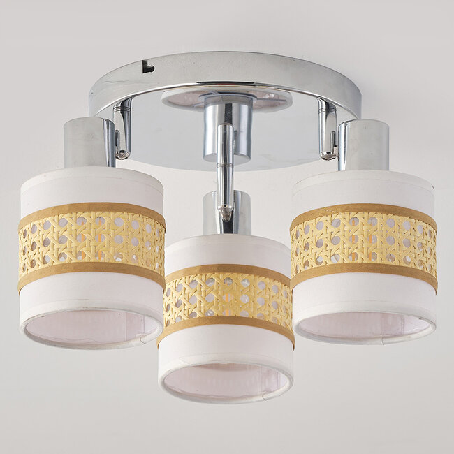 Rattan ceiling spotlight, 3-light - Besi