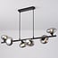 6-light pendant light Ovais - smoked glass and matte black