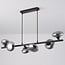 6-light pendant light Ovais - smoked glass and matte black