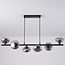 6-light pendant light Ovais - smoked glass and matte black
