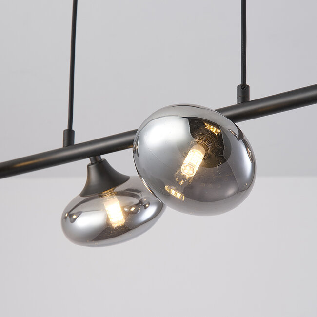 Pendant lamp with smoked glass, 6-light - Ovais