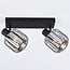 Ceiling light with smoked glass and rotating spotlights, 2-bulb - Dua