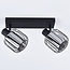 Ceiling light with smoked glass and rotating spotlights, 2-bulb - Dua
