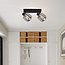 Ceiling light with smoked glass and rotating spotlights, 2-bulb - Dua