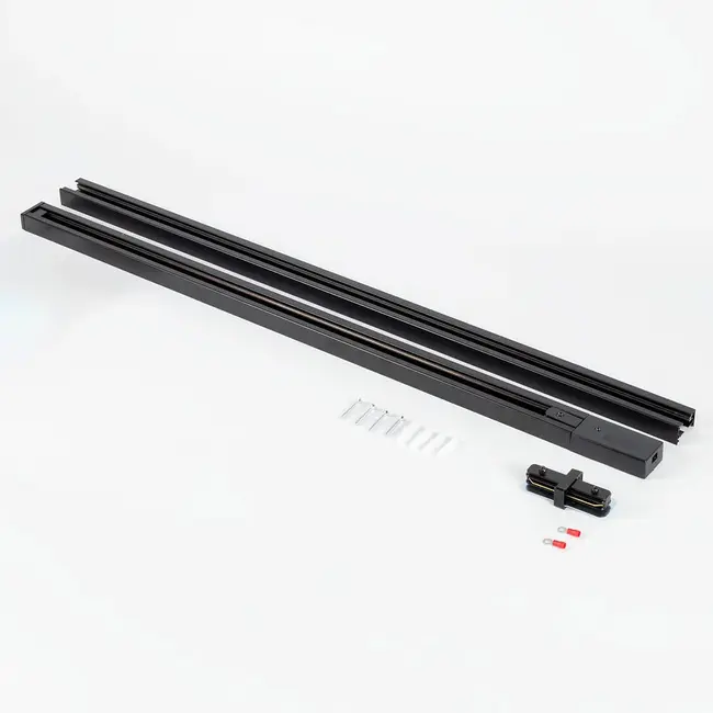 1-phase track system set 1.5 metres with Romain spotlights in olive green