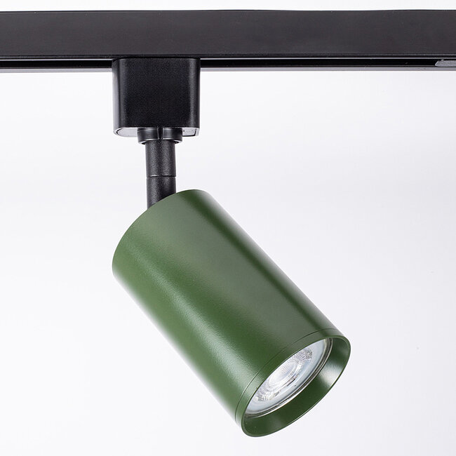 1-phase Track lighting system, 3 metres, Romain Black with olive green