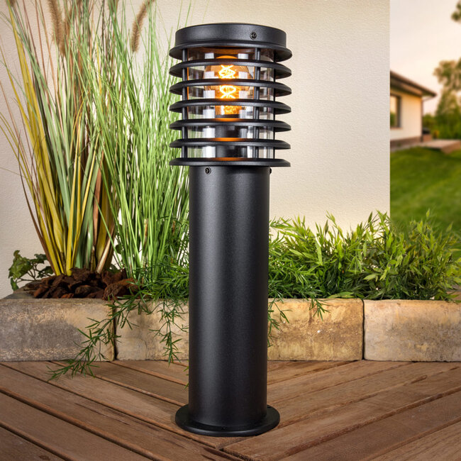 Stainless steel black outdoor floor lamp Elia, 50 cm