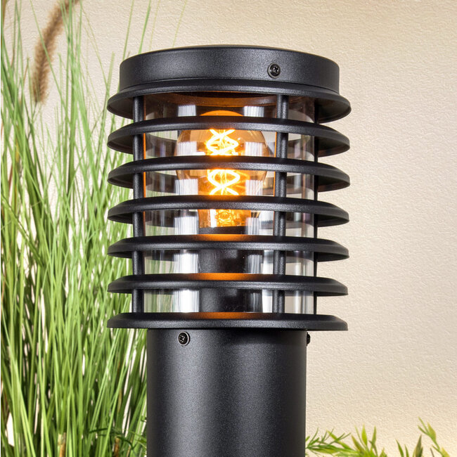 Stainless steel black outdoor floor lamp Elia, 50 cm