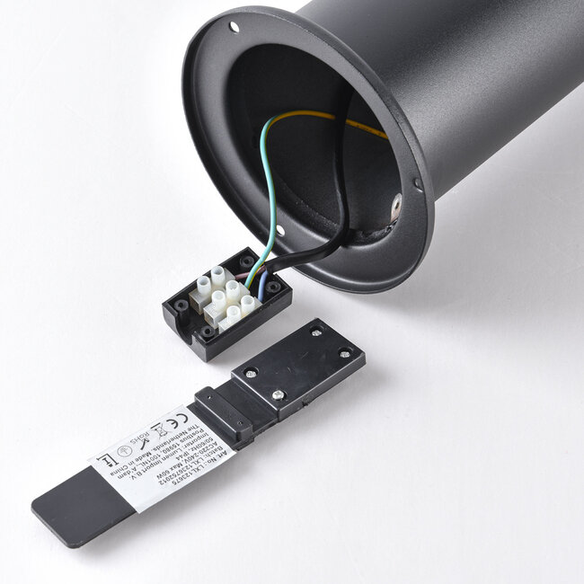 Stainless steel black outdoor floor lamp Elia, 50 cm