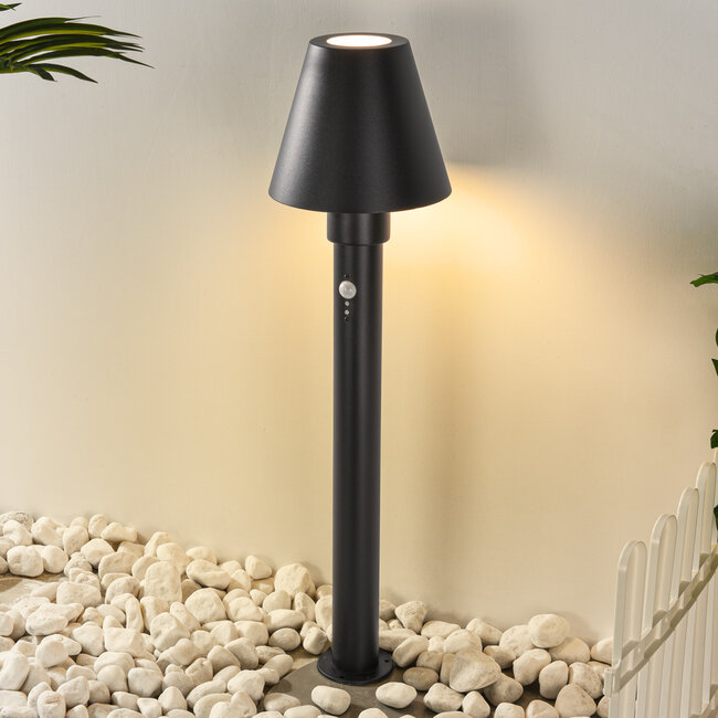Outdoor floor lamp Bruno with sensor - 80 cm in black