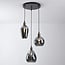 3-light pendant light Verona in smoked glass with mirror effect