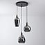 3-light pendant light Verona in smoked glass with mirror effect