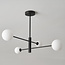 Stiri 4-light ceiling lamp in black with milky white glass