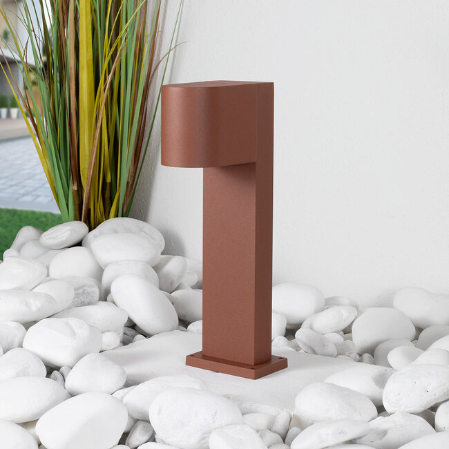 Industrial bollard outdoor light Simone - rust brown 50 cm