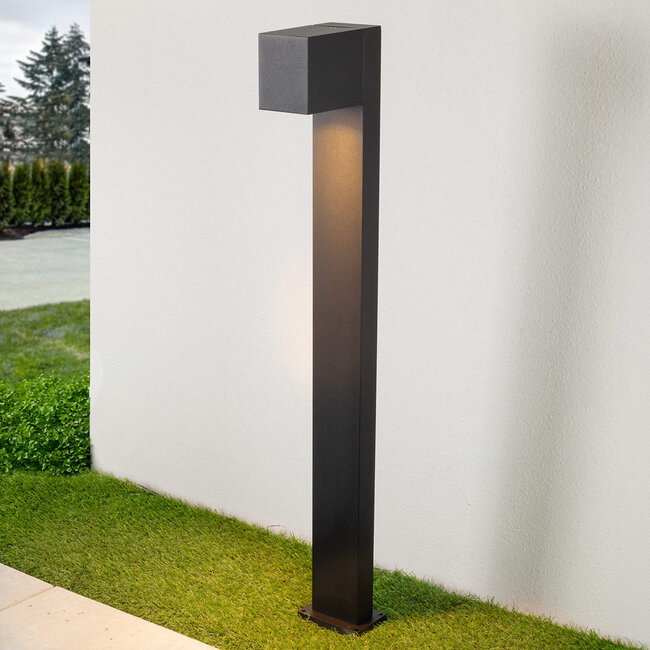 Industrial bollard outdoor light with square head Simone 50 cm - black
