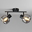 Modern ceiling light black with smoked glass, 2-bulb - Jenthe