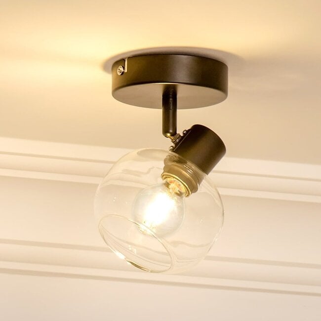 1-light ceiling light Jenthe - black with clear glass