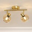 Ceiling lamp Gold with Amber glass, 2-light - Jenthe